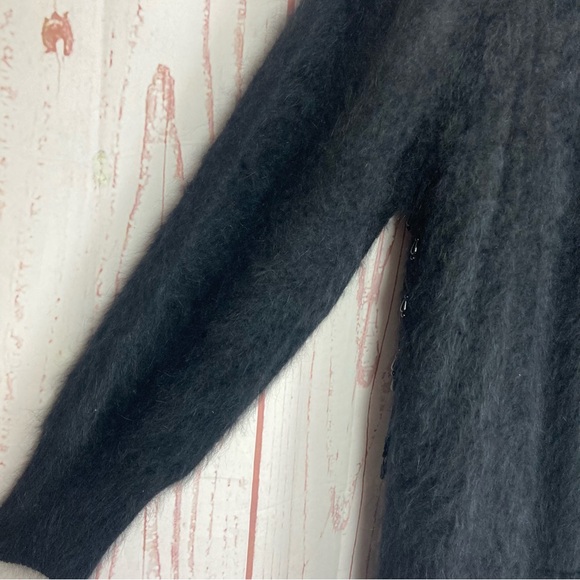 Fully Fashion Free Size Plus 2X Angora Rabbit Blend Cardigan Jacket Beads Fringe - Picture 7 of 9